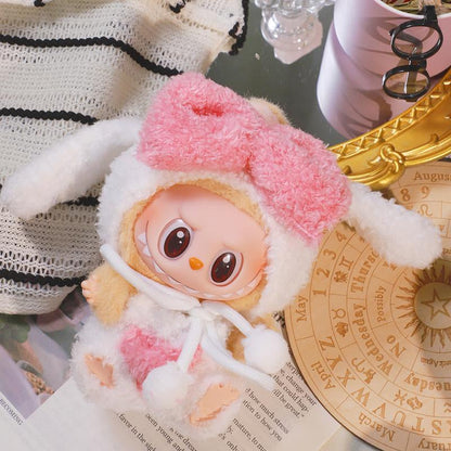17Cm Labubu Clothes Set Doll, Sweater Overalls Hat Set Outfit Set for Labubu 17Cm Accessories