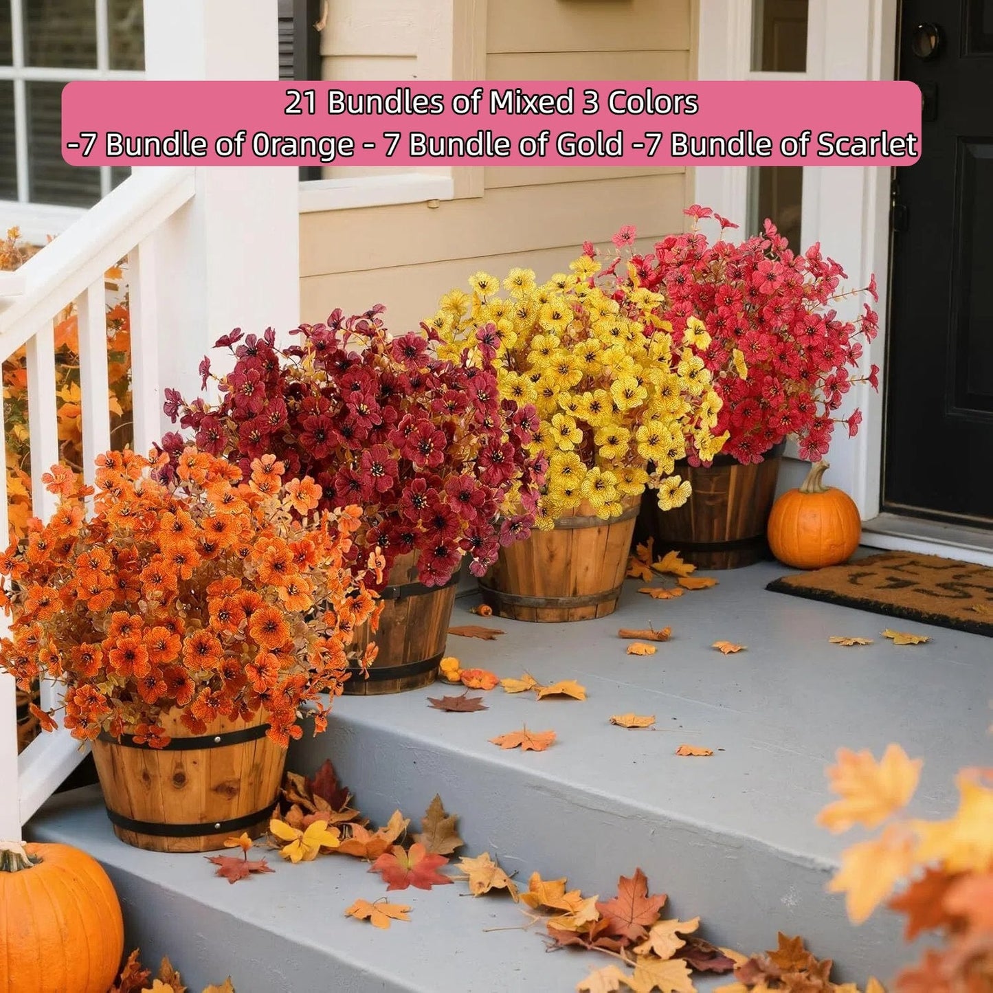 🏆Flash Sale⚡Artificial Outdoor Fall Flowers - UV resistant, Waterproof, Windproof