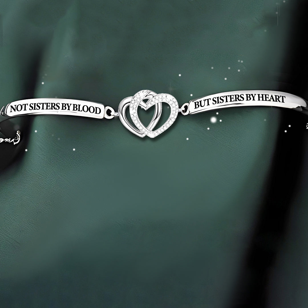 For Friend - Not Sisters By Blood But Sisters By Heart Double Heart Bracelet