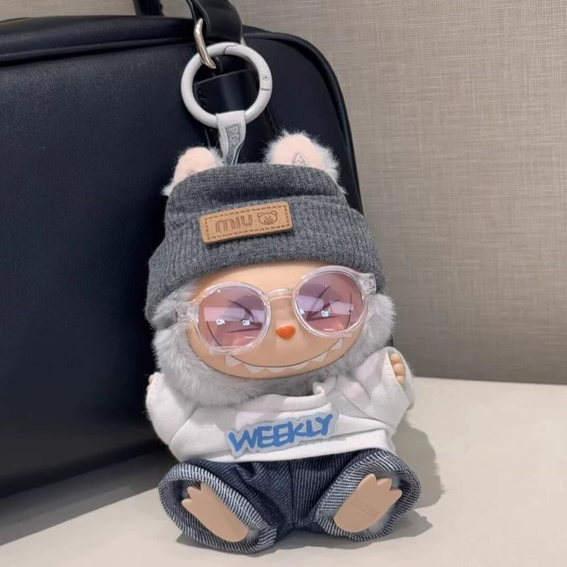 17Cm Labubu Clothes Set Doll, Sweater Overalls Hat Set Outfit Set for Labubu 17Cm Accessories