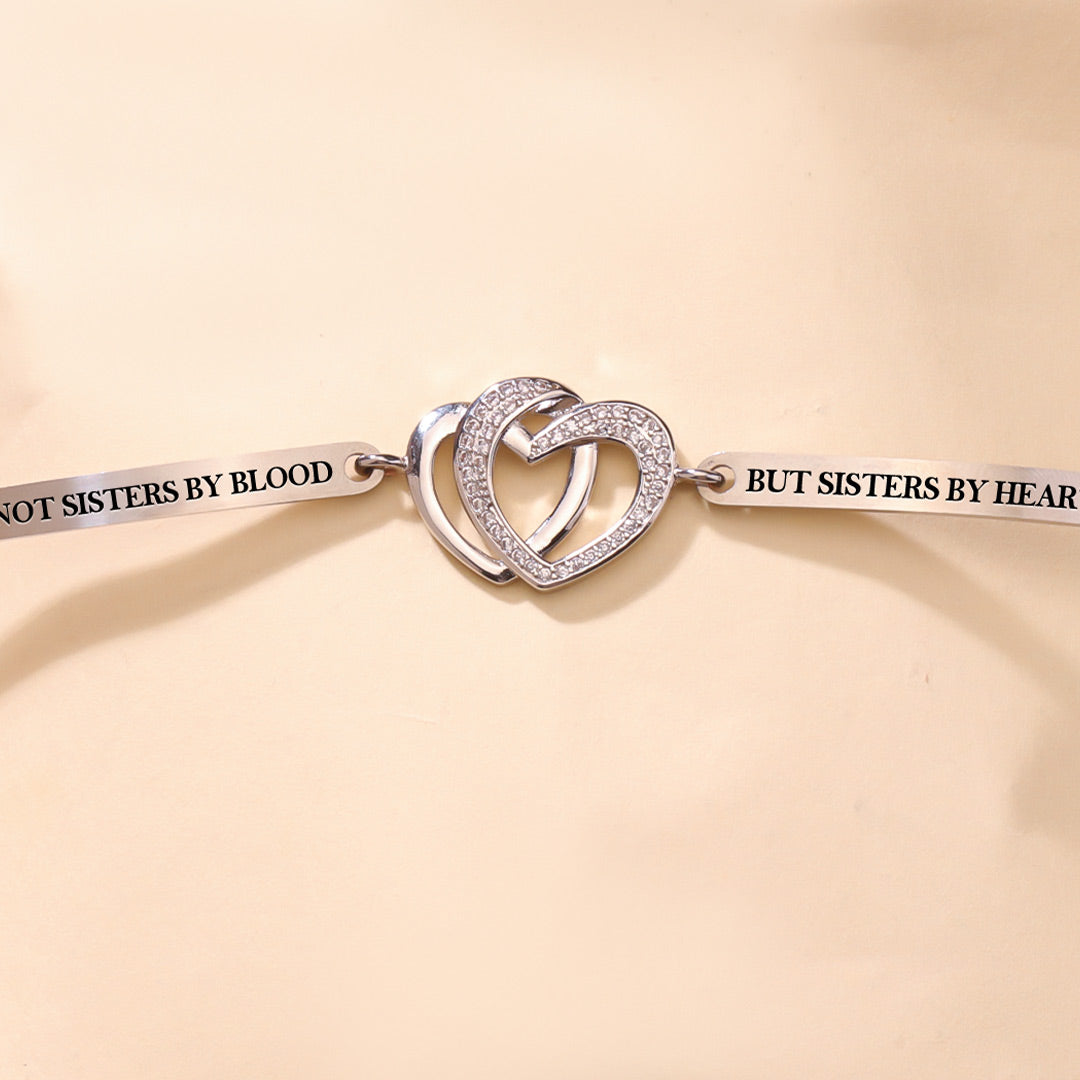 For Friend - Not Sisters By Blood But Sisters By Heart Double Heart Bracelet