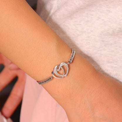 For Friend - Not Sisters By Blood But Sisters By Heart Double Heart Bracelet