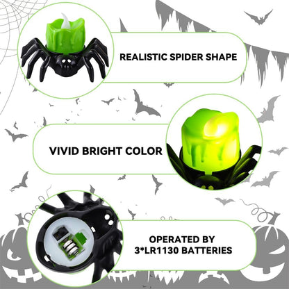 🏆2025 Halloween Hot Sale⚡🎃Halloween LED Pumpkin Lamp with Creepy Spider - Flameless Flickering Candle Light for Home Decor🕷️