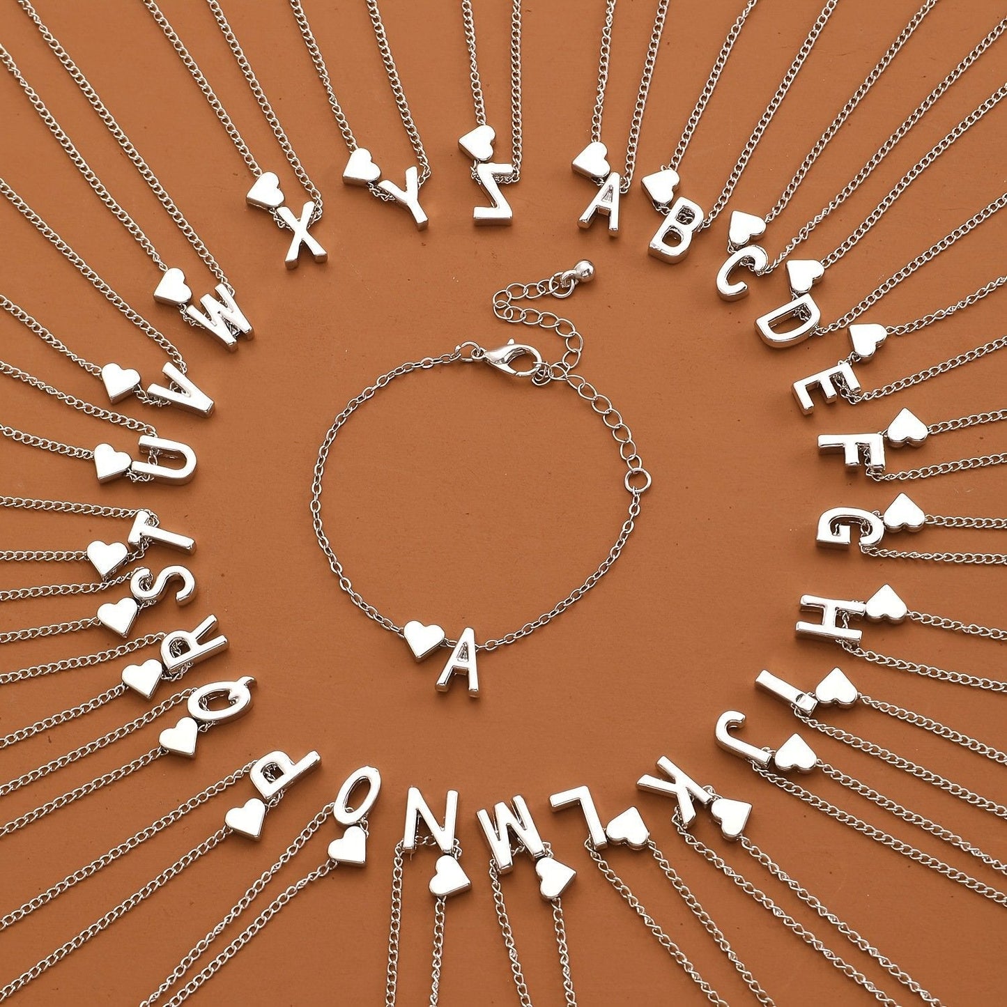 📿Tiny Initial Necklaces Golden Heart Letter A-Z