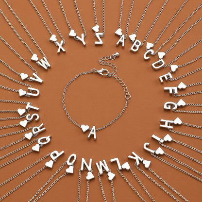 📿Tiny Initial Necklaces Golden Heart Letter A-Z
