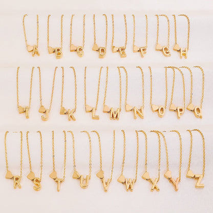 📿Tiny Initial Necklaces Golden Heart Letter A-Z