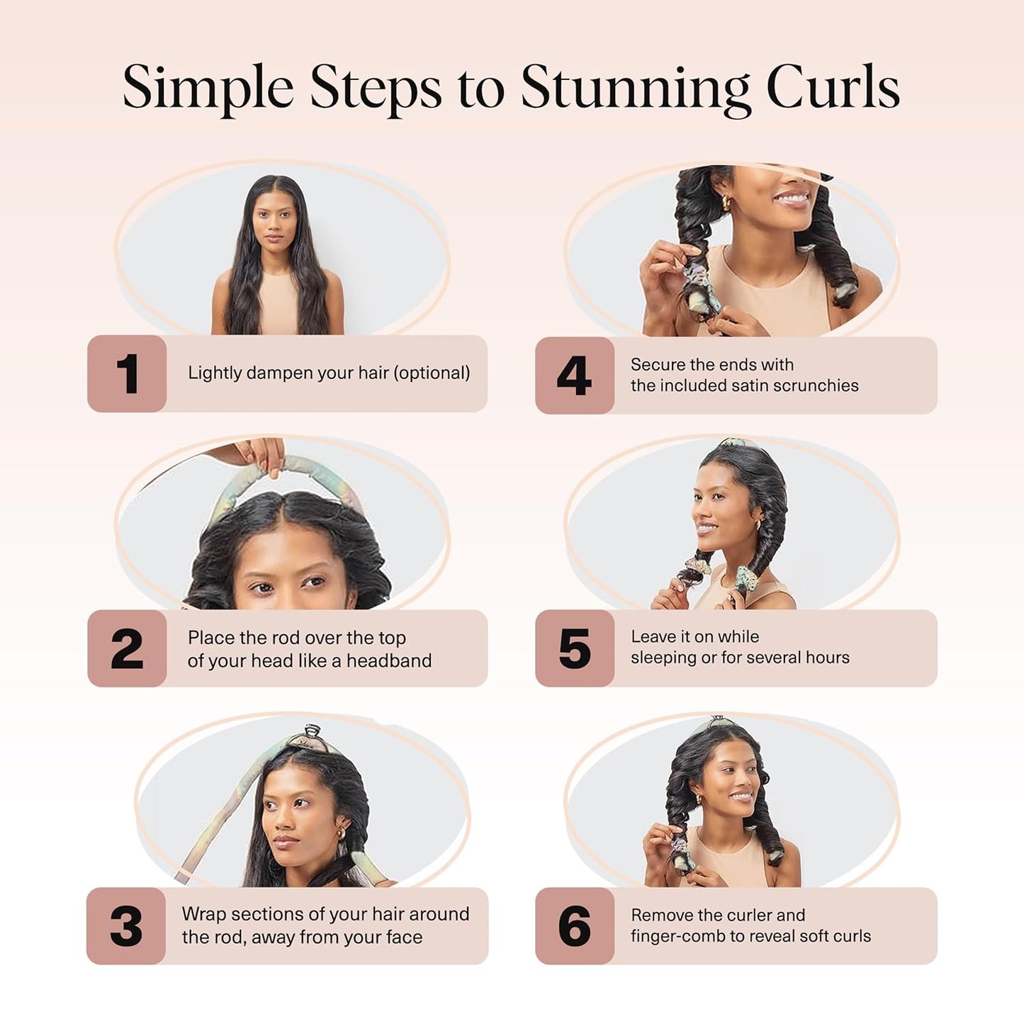 Kitsch Satin Heatless Hair Curler Set - Heatless Curls Overnight, Hair Rollers for Soft Curls & Frizz-Free Styling, No Heat Curlers To Sleep in, Curling Rod Headband with 2 Scrunchies - Aura