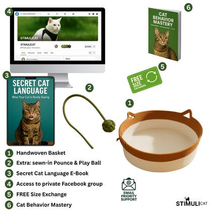 Instinct Basket | Handwoven & Chemical-Free Cat Territory (+FREE Natural Cotton Pillow)