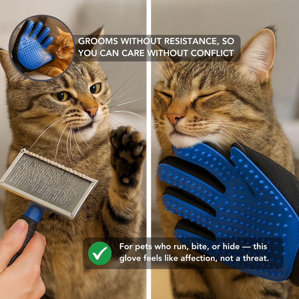 TenderTouch Glove | Less struggle. More comfort. Peaceful golden years for your senior cat. (Includes Both Hands)