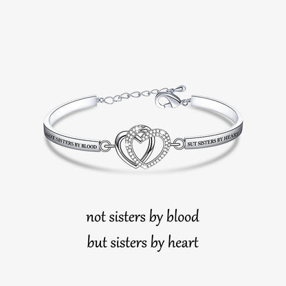 For Friend - Not Sisters By Blood But Sisters By Heart Double Heart Bracelet