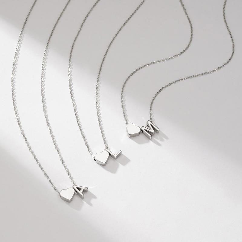 📿Tiny Initial Necklaces Golden Heart Letter A-Z